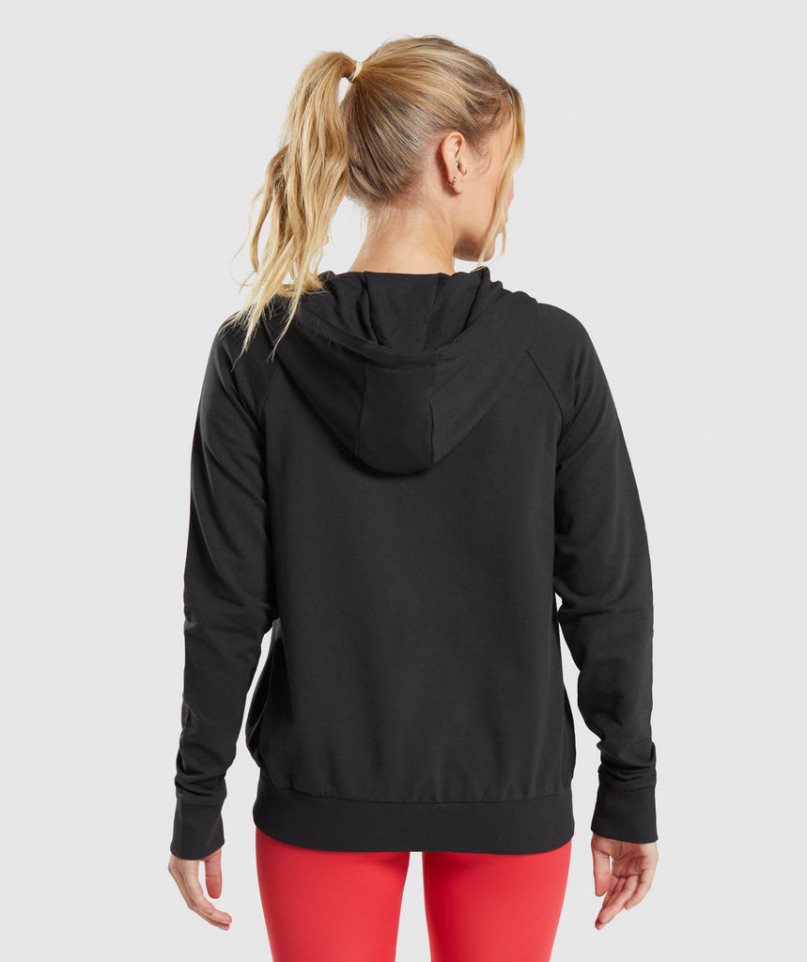 Bluzy Gymshark Treningowe Zip Damskie Czarne | PL 271YNI